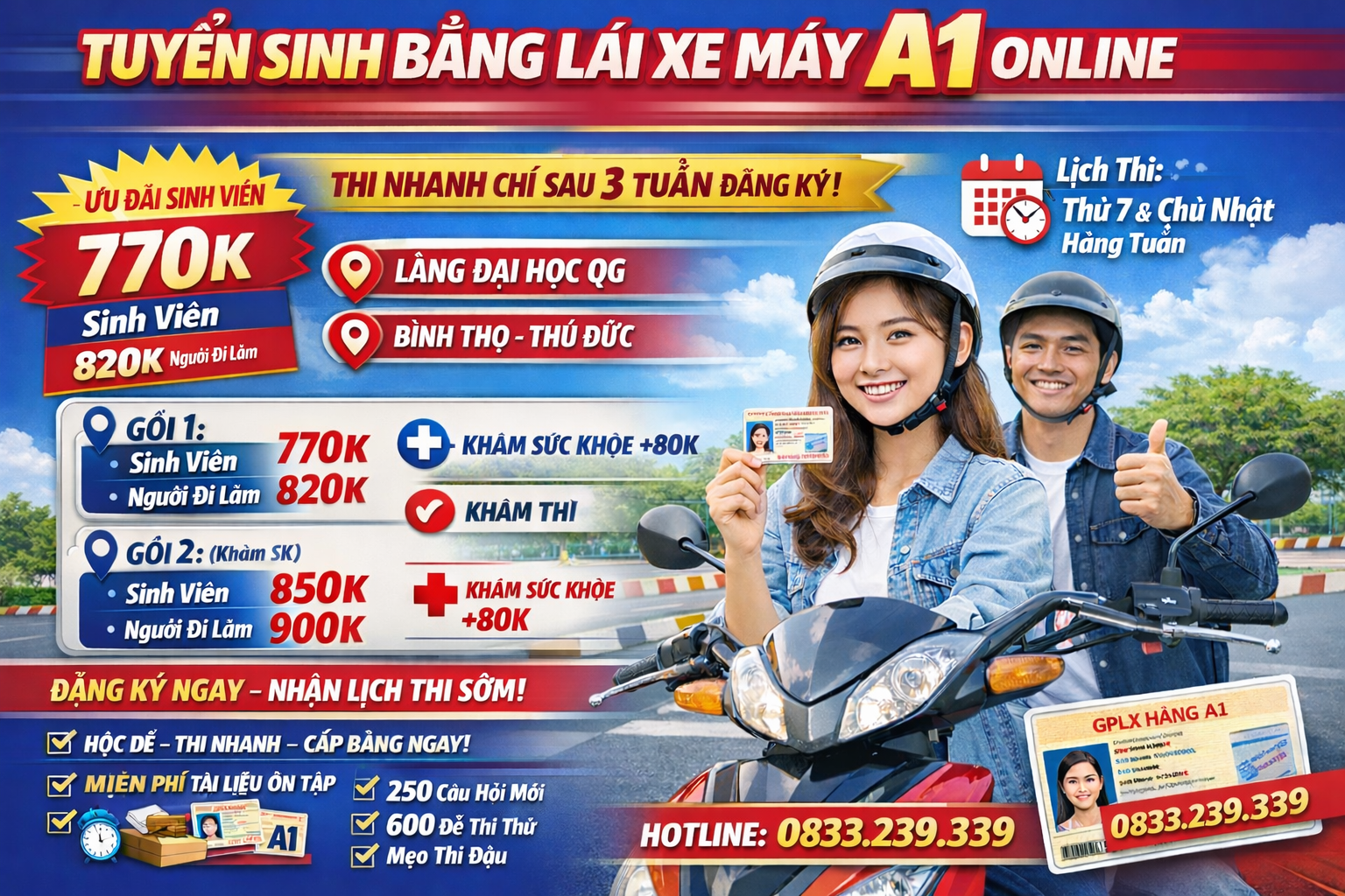 Đăng Ký Thi Bằng Lái Xe Máy A1 - Nhanh Chóng, Đơn Giản, Học Là Đậu 2 Đăng ký thi bằng lái xe máy A1 Thủ Đức